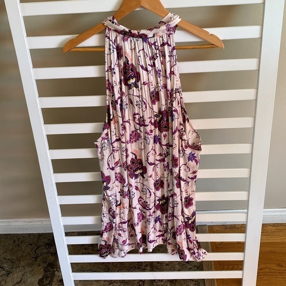 Torrid Satin High Neck Bow Tie Front Halter Top Floral Pink Size 4 - Picture 6 of 14